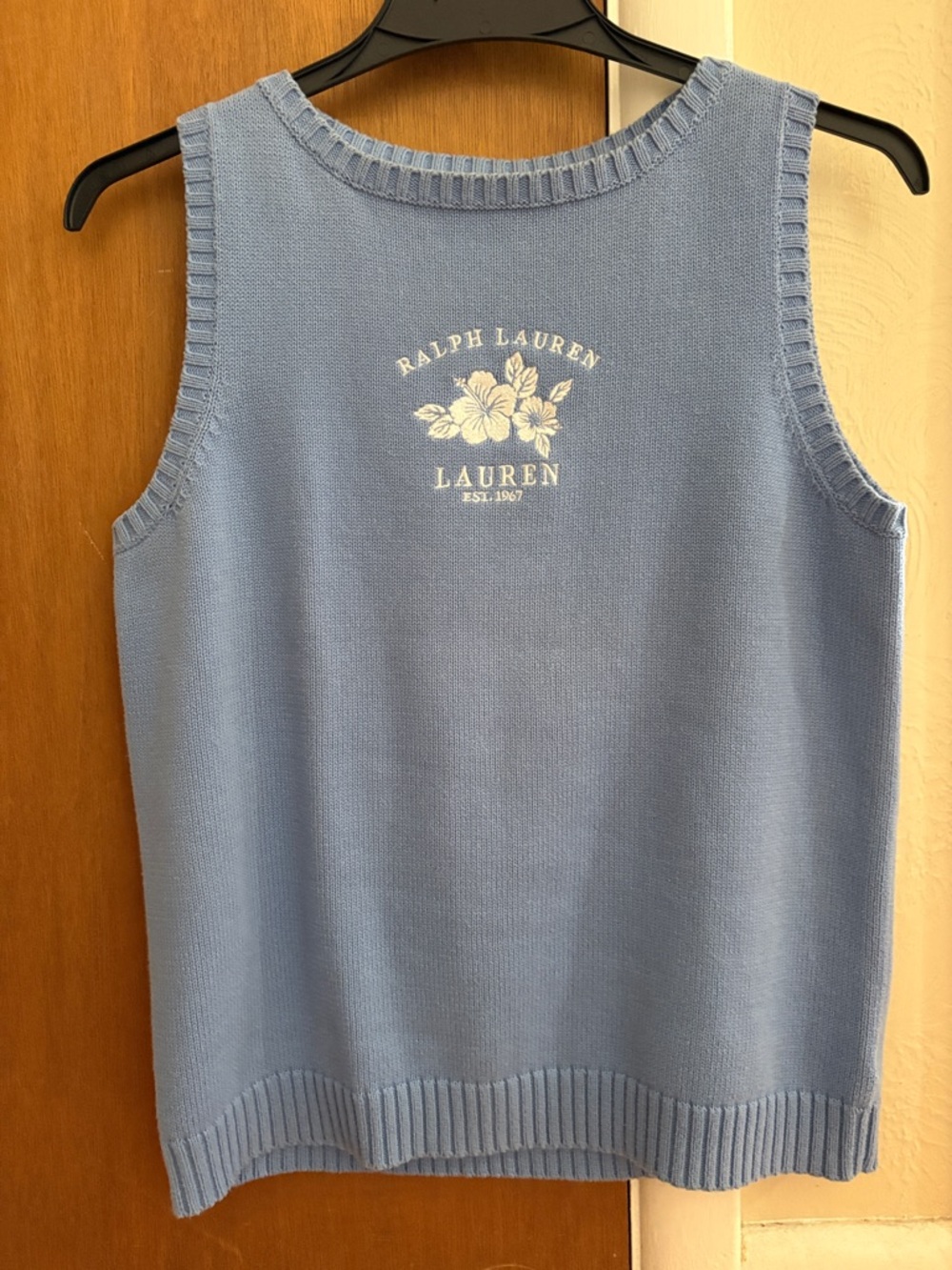 Vintage Ralph Lauren Light Blue Knit Sleeveless Sweater Vest